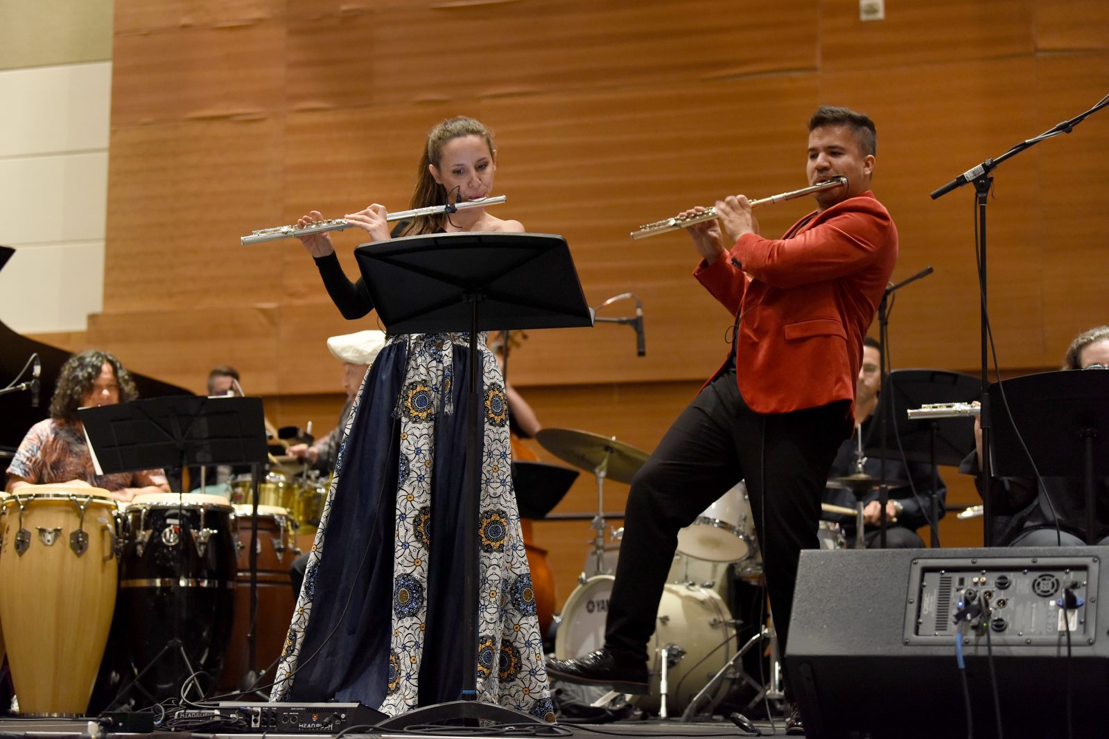 Sheila Del Bosque and Giovanni Perez with the Cabaret Jazz Flute Big Band credit Tim Trumble