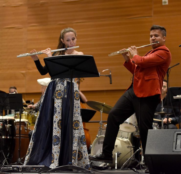 Sheila Del Bosque and Giovanni Perez with the Cabaret Jazz Flute Big Band credit Tim Trumble