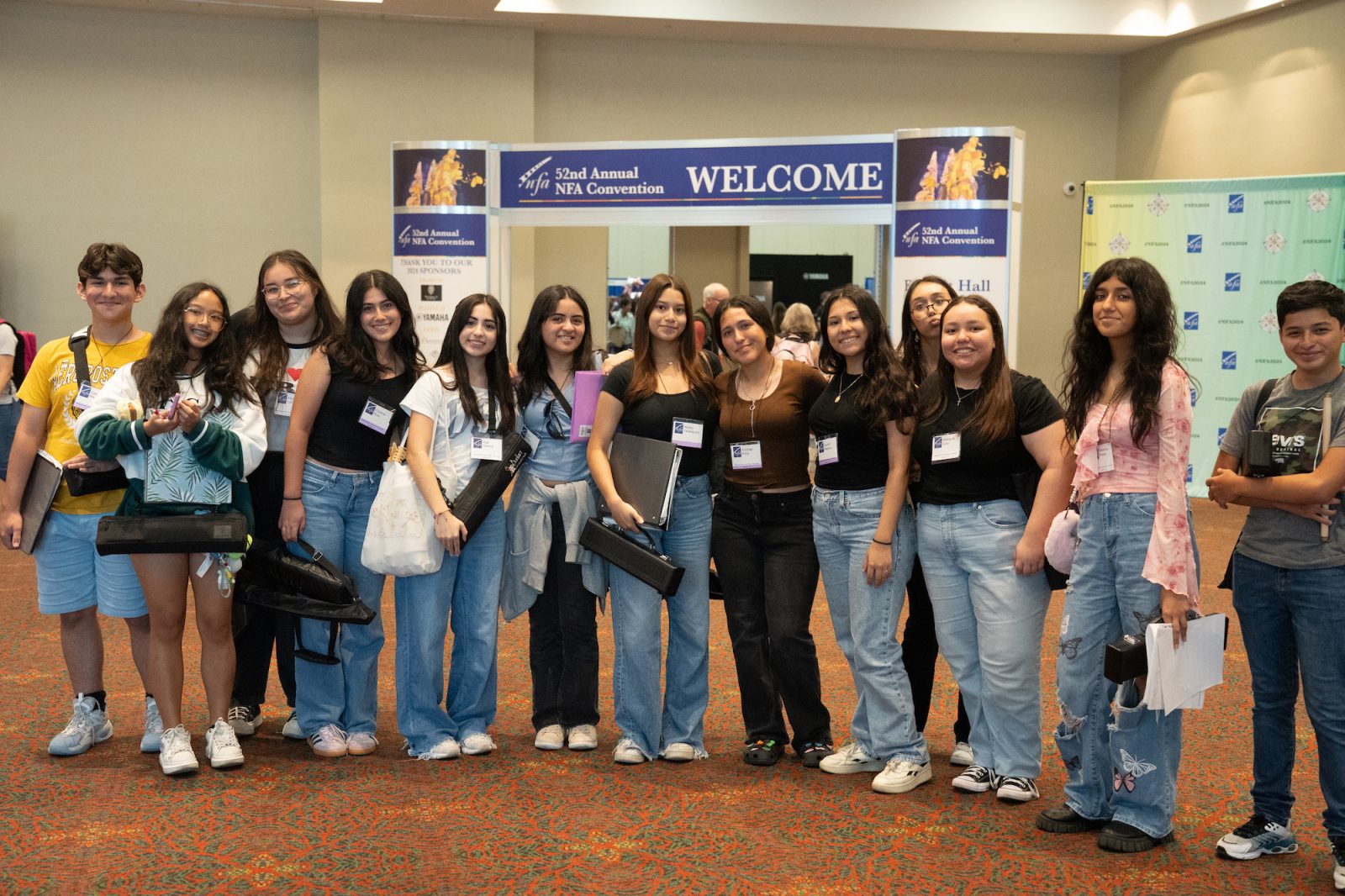 Taking a break for a photo in the reception/welcome area.