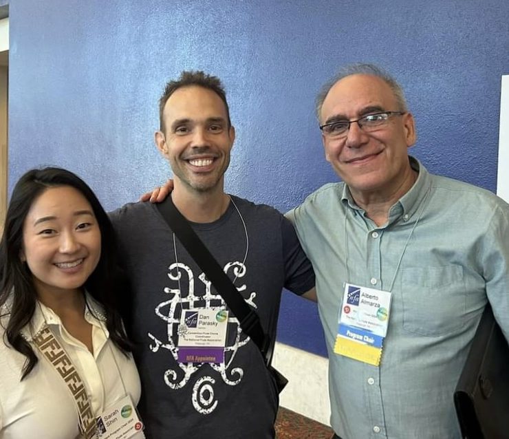 Assistant Program Chair Sarah Shin, Flute Choir Coordinator Dan Parasky, and Program Chair Alberto Almarza