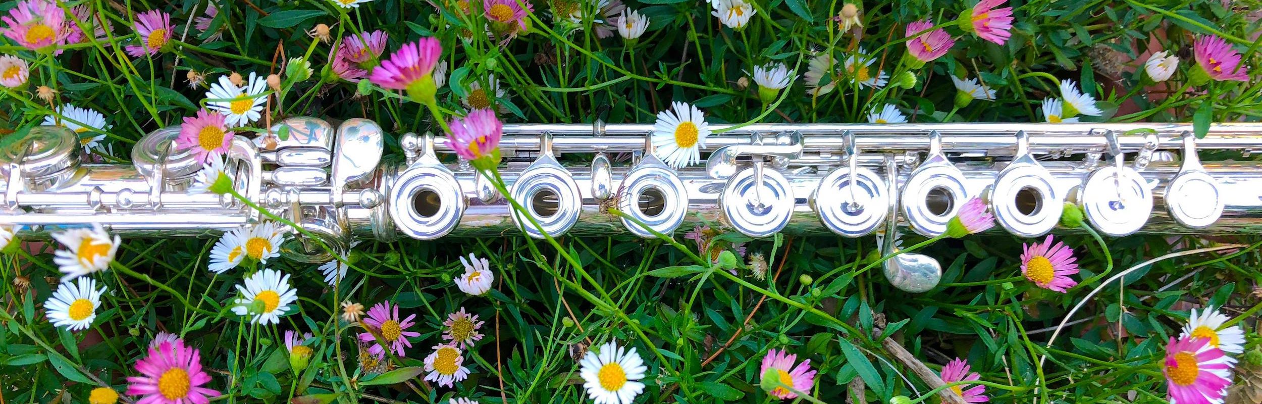 Flute on flowers by Jean Paul Wright