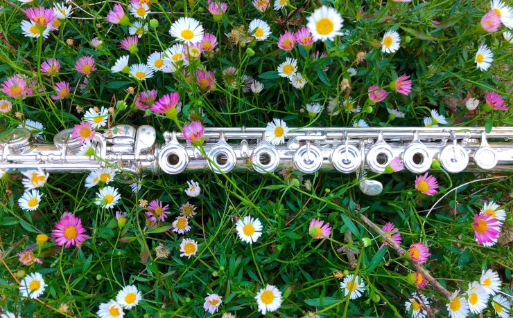 Flute on flowers by Jean Paul Wright